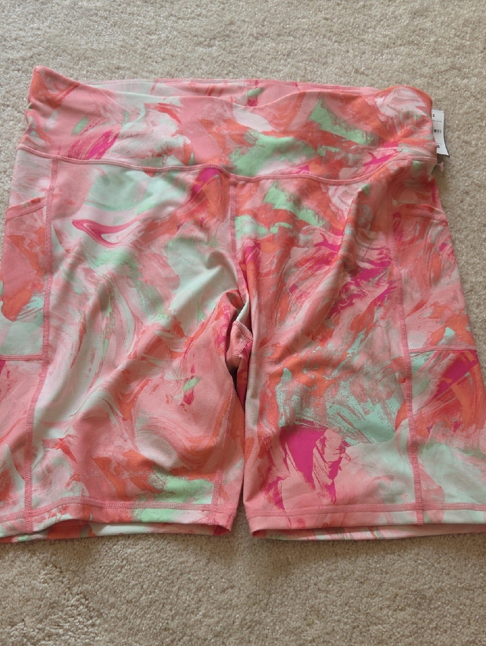 Ideology Pink Coral Multicolor Bike Shorts